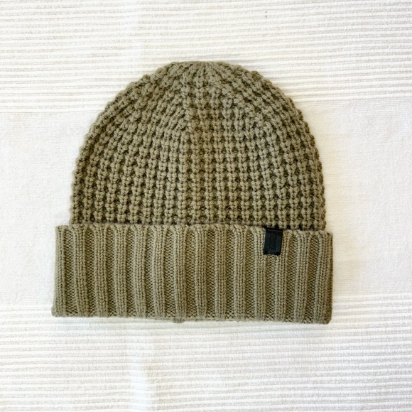 All Saints Unisex Thermal Stich Wool Blend Knit Beanie Dusty Olive Green - Picture 2 of 10